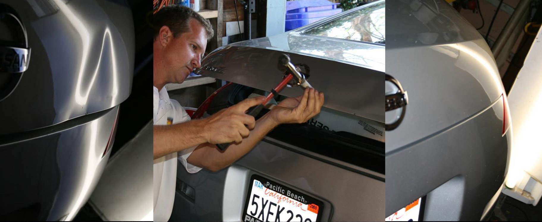 A side view of the front and back of a car.