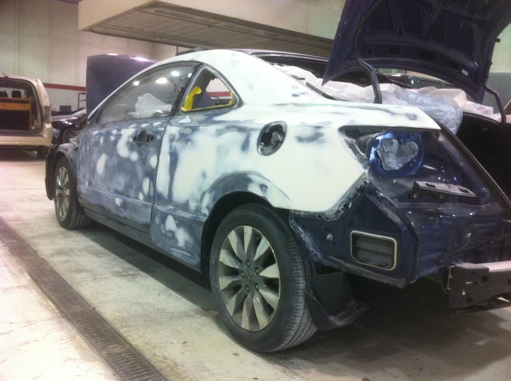 A car that has been damaged by being hit.