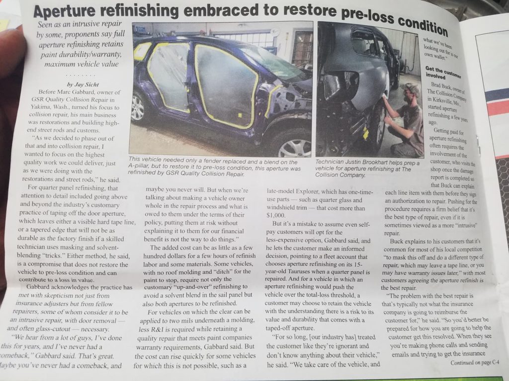 A newspaper article about the repair of an old car.