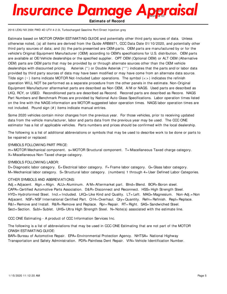A page of text with several different types of parts.
