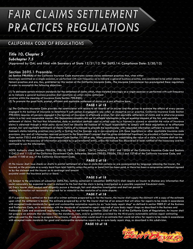 A page of the california code of regulations.